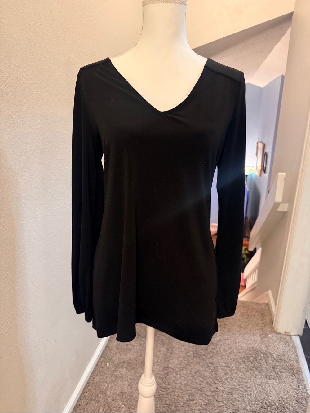 Express Black V-Neck Long Sleeve Top
